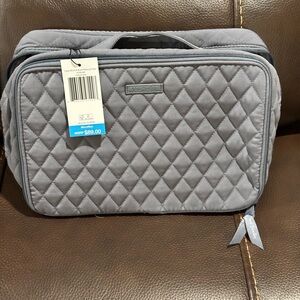 Vera Bradley Carbon Gray Quilted Blush & Brush Makeup Case